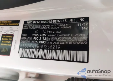 2018 Mercedes-Benz C 300 from USA, damaged, VIN 55SWF4JB0JU256219